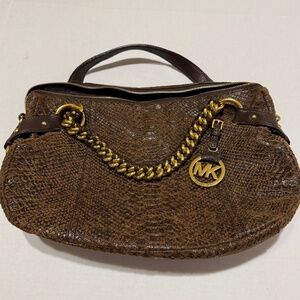 Michael Kors Brown Python Embossed Leather Satchel